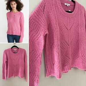 NWT Madewell Pink Barbie Girly Charlie Cable Knit Alpaca Pullover Boxy Sweater S